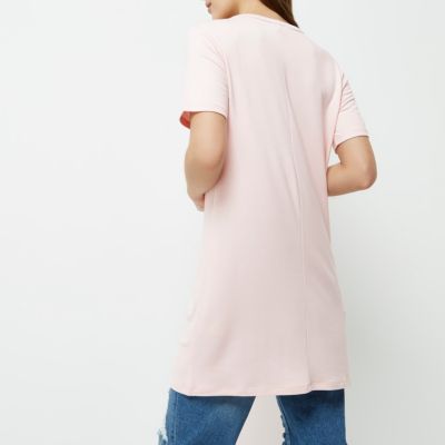 Petite pink harness neck oversized T-shirt